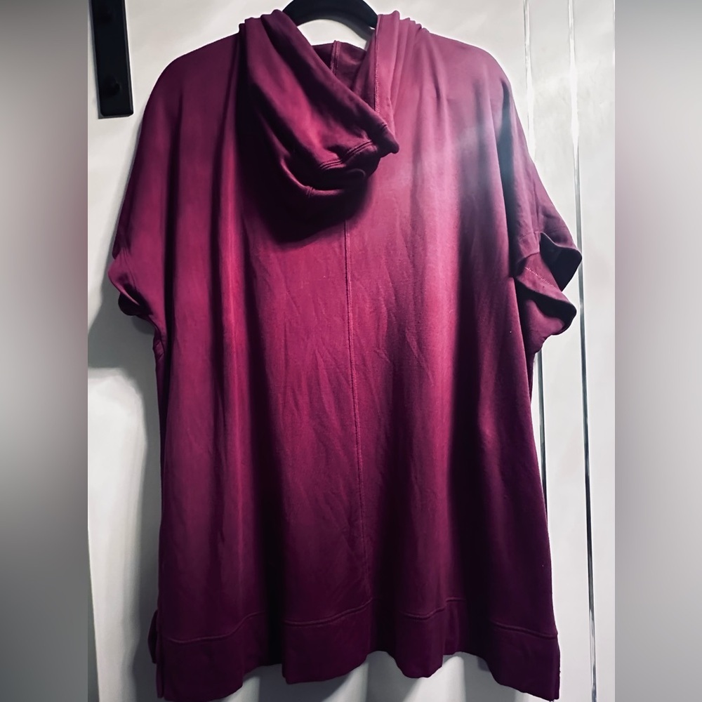 Hyba XXL Burgundy Pullover Hooded Cap Sleeve Top - Picture 3 of 11